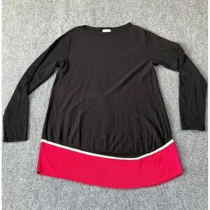 J Jill Women's‎ Long Sleeve Tunic Top Black & Red Colorblock